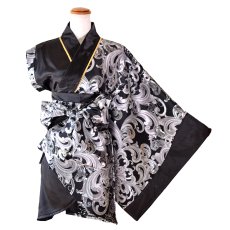画像18: 【2点セット/2カラー】アシンメトリー 花柄 和柄 ミニ 豪華 帯 リボン 花魁 着物 ドレス コスプレ イベント ハロウィン (18)