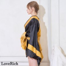 画像15: 【高級ライン】【2点セット/3カラー】バイカラー 花柄 和柄 オフショル ミニ 豪華 帯 リボン 花魁 着物 ドレス コスプレ イベント ハロウィン (15)