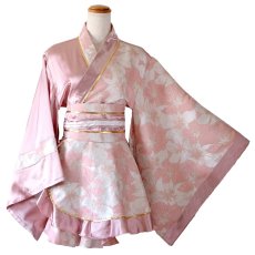 画像20: 【2点セット/2カラー】花柄 和柄 ツートン フリル ミニ 豪華 帯 リボン 花魁 着物 ドレス コスプレ イベント ハロウィン (20)
