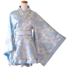 画像18: 【2点セット/2カラー】花柄 和柄 ツートン フリル ミニ 豪華 帯 リボン 花魁 着物 ドレス コスプレ イベント ハロウィン (18)