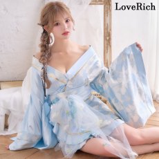 画像1: 【2点セット/2カラー】花柄 和柄 ツートン フリル ミニ 豪華 帯 リボン 花魁 着物 ドレス コスプレ イベント ハロウィン (1)
