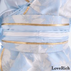 画像14: 【2点セット/2カラー】花柄 和柄 ツートン フリル ミニ 豪華 帯 リボン 花魁 着物 ドレス コスプレ イベント ハロウィン (14)