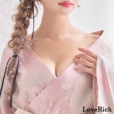 画像13: 【高級ライン】【2点セット/2カラー】花柄 和柄 ミニ 豪華 帯 リボン 花魁 着物 ドレス コスプレ イベント ハロウィン (13)