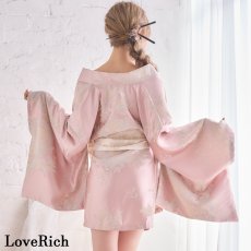 画像17: 【高級ライン】【2点セット/2カラー】花柄 和柄 ミニ 豪華 帯 リボン 花魁 着物 ドレス コスプレ イベント ハロウィン (17)