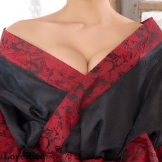 画像8: 【高級ライン】【2点セット】バイカラー 花柄 和柄 オフショル ミニ 豪華 帯 リボン 花魁 着物 ドレス コスプレ イベント ハロウィン (8)