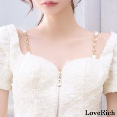 画像12: 【SMLサイズ/3カラー】セットアップ ファスナー チェーン パール ショルダーストーン タイト セクシー ミニドレス キャバドレス  (12)