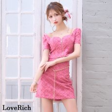画像11: 【SMLサイズ/3カラー】セットアップ ファスナー チェーン パール ショルダーストーン タイト セクシー ミニドレス キャバドレス  (11)