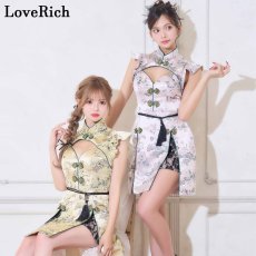 画像1: 【3点セット/SMLサイズ/2カラー】ブラックレース スリット デコルテカット 美胸 谷間魅せ 美脚 チャイナドレス チャイナ服 ミニ コスプレ イベント ハロウィン キャバドレス (1)