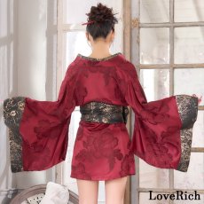 画像13: 【高級ライン】【2点セット】花柄 オフショル ミニ 豪華 帯 リボン 花魁 着物 ドレス コスプレ イベント ハロウィン (13)