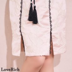 画像16: 【SMLサイズ/2カラー】蝶々柄 ウエスト編み上げ レースアップ デコルテカット リボン レース スリット パフスリーブ 美胸 谷間魅せ 美脚 チャイナドレス チャイナ服 ミニ コスプレ イベント ハロウィン キャバドレス (16)
