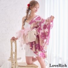 画像11: 【高級ライン】【4カラー/2点セット】ワンショル アシンメトリー 花柄 レース ミニ 豪華 帯 花魁 着物 ドレス コスプレ ハロウィン キャバドレス (11)