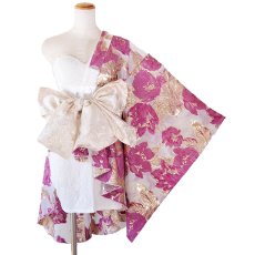 画像24: 【高級ライン】【4カラー/2点セット】ワンショル アシンメトリー 花柄 レース ミニ 豪華 帯 花魁 着物 ドレス コスプレ ハロウィン キャバドレス (24)