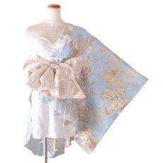 画像18: 【高級ライン】【4カラー/2点セット】ワンショル アシンメトリー 花柄 レース ミニ 豪華 帯 花魁 着物 ドレス コスプレ ハロウィン キャバドレス (18)