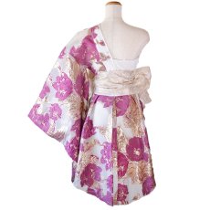 画像25: 【高級ライン】【4カラー/2点セット】ワンショル アシンメトリー 花柄 レース ミニ 豪華 帯 花魁 着物 ドレス コスプレ ハロウィン キャバドレス (25)