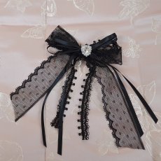 画像21: 【SMLサイズ/2カラー】蝶々柄 ウエスト編み上げ レースアップ デコルテカット リボン レース スリット パフスリーブ 美胸 谷間魅せ 美脚 チャイナドレス チャイナ服 ミニ コスプレ イベント ハロウィン キャバドレス (21)