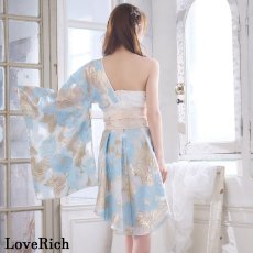 画像17: 【高級ライン】【4カラー/2点セット】ワンショル アシンメトリー 花柄 レース ミニ 豪華 帯 花魁 着物 ドレス コスプレ ハロウィン キャバドレス (17)