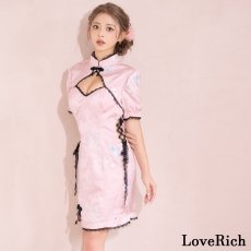 画像5: 【SMLサイズ/3カラー】蝶々柄 刺繍 ウエスト編み上げ レースアップ デコルテカット 美胸 谷間魅せ 美脚 チャイナドレス チャイナ服 ミニ コスプレ イベント ハロウィン キャバドレス (5)