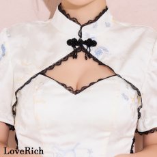 画像17: 【SMLサイズ/3カラー】蝶々柄 刺繍 ウエスト編み上げ レースアップ デコルテカット 美胸 谷間魅せ 美脚 チャイナドレス チャイナ服 ミニ コスプレ イベント ハロウィン キャバドレス (17)