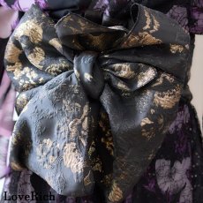 画像9: 【高級ライン】【2点セット】艶花スパンコールレース 花柄 シフォン ミニ 豪華 帯 花魁 着物 ドレス コスプレ ハロウィン キャバドレス (9)