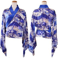 画像20: 【3点セット】花柄 セットアップ サテン生地 フリル ミニ 豪華 帯 花魁 着物 ドレス コスプレ ハロウィン キャバドレス (20)