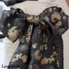 画像9: 送料無料!【高級ライン】【2点セット】ワンショル モノトーン シフォン レース アシンメトリー 花柄 スリット 豪華 帯 花魁 着物 ドレス コスプレ ハロウィン キャバドレス (9)