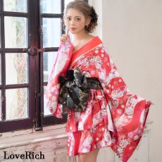 画像7: 【3点セット】花柄 セットアップ サテン生地 フリル ミニ 豪華 帯 花魁 着物 ドレス コスプレ ハロウィン キャバドレス (7)