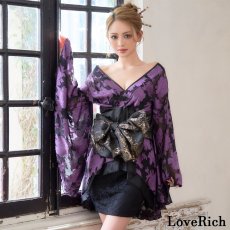 画像7: 送料無料！【高級ライン】【2点セット】雅艶 花柄 シフォン レース ミニ 豪華 帯 花魁 着物 ドレス コスプレ ハロウィン キャバドレス (7)