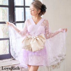 画像3: 【高級ライン】【2点セット】煌めきを纏う スパンコール レース ミニ 豪華 帯 花魁 着物 ドレス コスプレ ハロウィン キャバドレス (3)