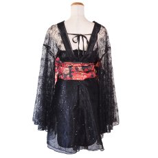 画像28: 【高級ライン】【2点セット】煌めきを纏う スパンコール レース ミニ 豪華 帯 花魁 着物 ドレス コスプレ ハロウィン キャバドレス (28)