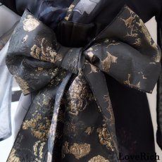 画像12: 送料無料！【高級ライン】【2点セット】オリエンタルフラワー シフォン 花柄 スリット 豪華 帯 花魁 着物 ドレス コスプレ ハロウィン キャバドレス (12)