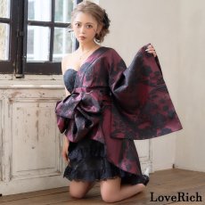 画像4: 送料無料！【高級ライン】【2点セット】艶影 花柄 ワンショル フリル レース 豪華 帯 花魁 着物 ドレス コスプレ ハロウィン キャバドレス (4)