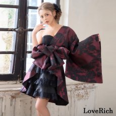 画像2: 送料無料！【高級ライン】【2点セット】艶影 花柄 ワンショル フリル レース 豪華 帯 花魁 着物 ドレス コスプレ ハロウィン キャバドレス (2)