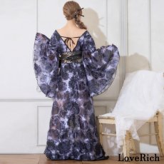 画像15: 【高級ライン】【2カラー/2点セット】艶薔薇 フリル 花柄 ロング 豪華 帯 花魁 着物 ドレス コスプレ ハロウィン キャバドレス (15)