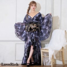 画像9: 【高級ライン】【2カラー/2点セット】艶薔薇 フリル 花柄 ロング 豪華 帯 花魁 着物 ドレス コスプレ ハロウィン キャバドレス (9)