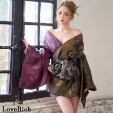 画像9: 送料無料！【高級ライン】【2点セット】艶華 花柄 蝶々 ジャガード アシンメトリー 豪華 帯 花魁 着物 ドレス コスプレ ハロウィン キャバドレス (9)