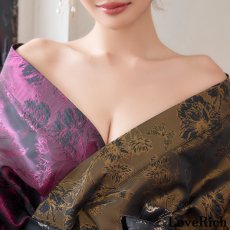 画像13: 送料無料！【高級ライン】【2点セット】艶華 花柄 蝶々 ジャガード アシンメトリー 豪華 帯 花魁 着物 ドレス コスプレ ハロウィン キャバドレス (13)