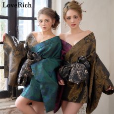 画像3: 送料無料！【高級ライン】【2点セット】艶華 花柄 蝶々 ジャガード アシンメトリー 豪華 帯 花魁 着物 ドレス コスプレ ハロウィン キャバドレス (3)