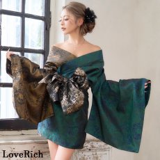 画像7: 送料無料！【高級ライン】【2点セット】艶華 花柄 蝶々 ジャガード アシンメトリー 豪華 帯 花魁 着物 ドレス コスプレ ハロウィン キャバドレス (7)