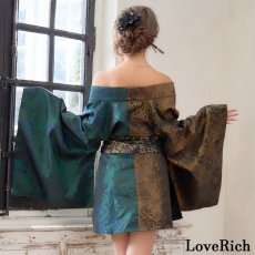 画像17: 送料無料！【高級ライン】【2点セット】艶華 花柄 蝶々 ジャガード アシンメトリー 豪華 帯 花魁 着物 ドレス コスプレ ハロウィン キャバドレス (17)