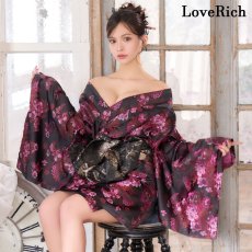 画像11: 【高級ライン】【2点セット】艶花 花柄 帯 花魁 着物 ドレス コスプレ ハロウィン キャバドレス (11)