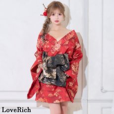 画像2: 【高級ライン】【2点セット】艶花 花柄 帯 花魁 着物 ドレス コスプレ ハロウィン キャバドレス (2)