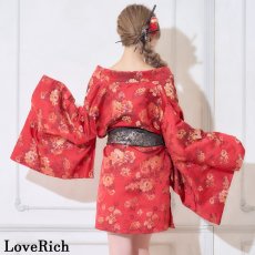 画像20: 【高級ライン】【2点セット】艶花 花柄 帯 花魁 着物 ドレス コスプレ ハロウィン キャバドレス (20)