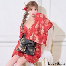 画像4: 【高級ライン】【2点セット】艶花 花柄 帯 花魁 着物 ドレス コスプレ ハロウィン キャバドレス (4)