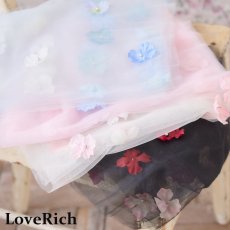 画像2: 【送料無料！】【4カラー/帯単品】立体フラワーシースルー帯 兵児帯 花魁 着物 浴衣 コサージュ 花 (2)