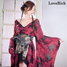 画像3: 【送料無料！】【高級ライン】【2点セット】花柄シフォン レース ミニスカート ロング 豪華 花魁 着物 ドレス コスプレ イベント ハロウィン (3)