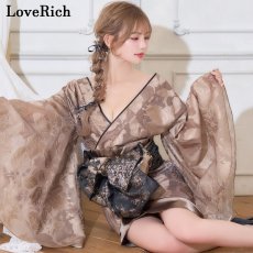 画像4: 【高級ライン】【2点セット】透け花柄 オフショル ミニ 豪華 帯 花魁 着物 ドレス コスプレ ハロウィン キャバドレス (4)