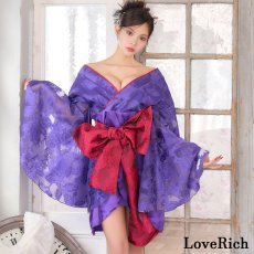 画像11: 【高級ライン】【2点セット】透け花柄 オフショル ミニ 豪華 帯 花魁 着物 ドレス コスプレ ハロウィン キャバドレス (11)