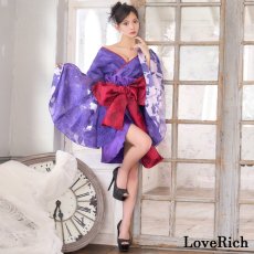 画像9: 【高級ライン】【2点セット】透け花柄 オフショル ミニ 豪華 帯 花魁 着物 ドレス コスプレ ハロウィン キャバドレス (9)