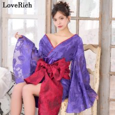 画像10: 【高級ライン】【2点セット】透け花柄 オフショル ミニ 豪華 帯 花魁 着物 ドレス コスプレ ハロウィン キャバドレス (10)