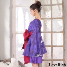 画像14: 【高級ライン】【2点セット】透け花柄 オフショル ミニ 豪華 帯 花魁 着物 ドレス コスプレ ハロウィン キャバドレス (14)